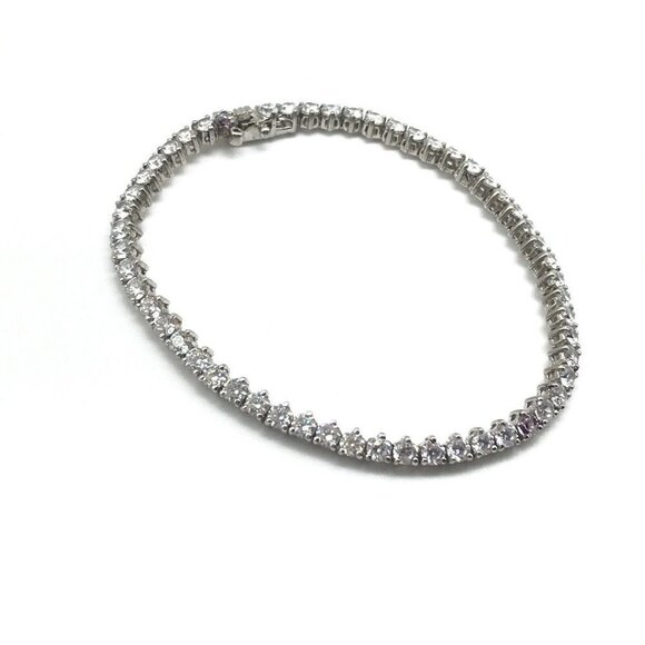 925 Sterling Silver CZ Round Cut Tennis Bracelet - Picture 4 of 5